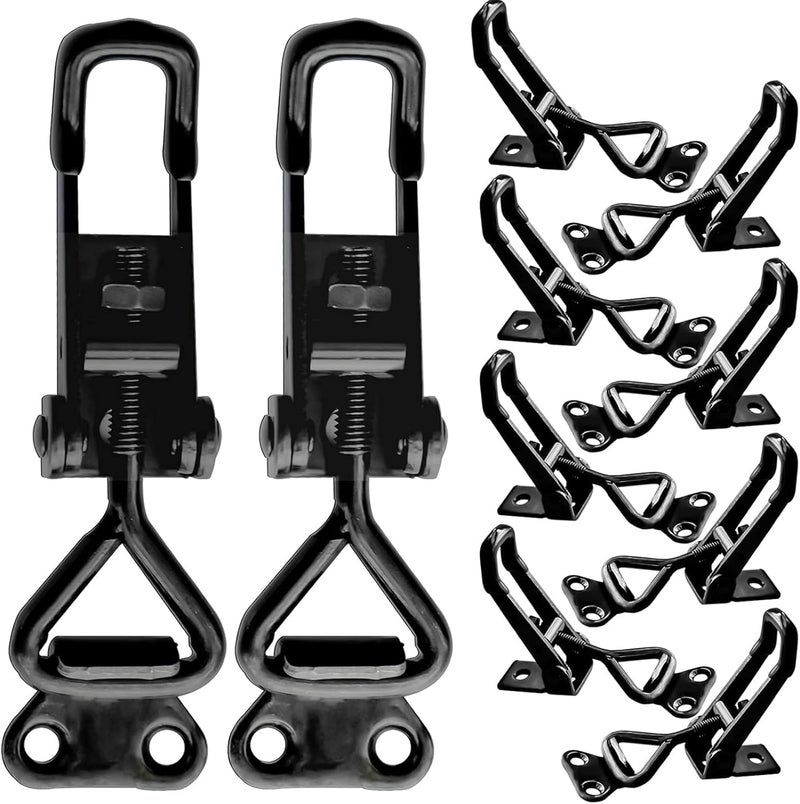 EVANCENT 10Pack Black Toggle Latch Clamp, Heavy Duty Latch-Style Toggle Clamp, Adjustable Pull Action Latch with Catch Plate, 360lbs Capacity Metal Quick Release Draw Latch for Jig Smoker Door Tool Boxes Trunk - Image 1